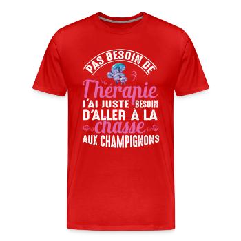 Ma Thérapie C'est La Chasse Aux Champignons Cadeau - T-shirt bio Premium Homme - rouge - Devant - Damien (186cm)