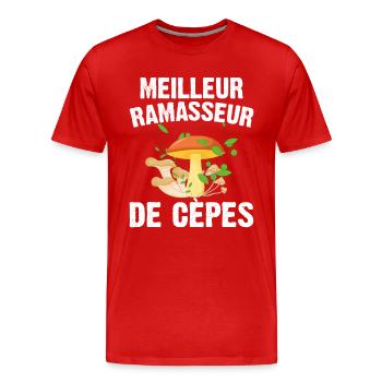 Meilleur Ramasseur De Cèpes Champignon Cadeau Cèpe - T-shirt bio Premium Homme - rouge - Devant - Damien (186cm)