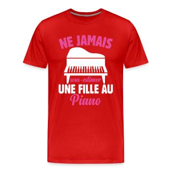 Fille Au Piano Instrument De Musique Idée Cadeau - T-shirt bio Premium Homme - rouge - Devant - Damien (186cm)