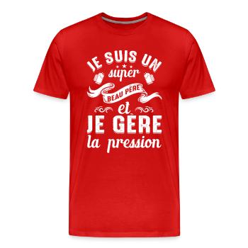Super Beau-père Papa Idée Cadeau Fête Des Pères - T-shirt bio Premium Homme - rouge - Devant - Damien (186cm)