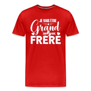 Grand Frère Idée Cadeau Big Bro Amour Grossesse - T-shirt bio Premium Homme - rouge - Devant - Damien (186cm)