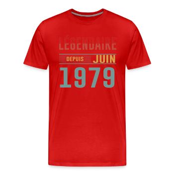 Légendaire Depuis Juin 1979 Anniversaire Cadeau - T-shirt bio Premium Homme - rouge - Devant - Damien (186cm)