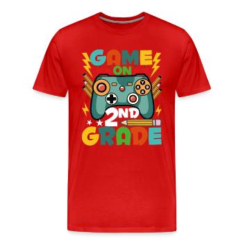 Jeu Sur Le 2ème Grade - T-shirt bio Premium Homme - rouge - Devant - Damien (186cm)