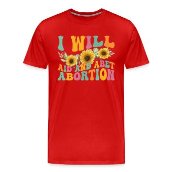 I will help and support abortion - Men's Premium Organic T-Shirt - red - Front - Damien (186cm)