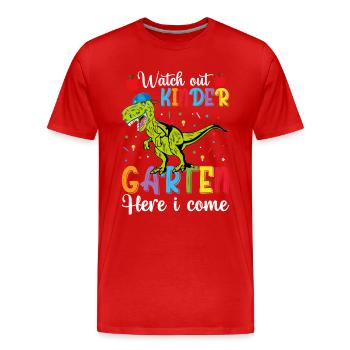 Attention J'arrive De L'école Maternelle - T-shirt bio Premium Homme - rouge - Devant - Damien (186cm)