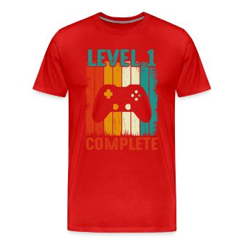 1er Anniversaire De Mariage - Vintage Retro Niveau - T-shirt bio Premium Homme - rouge - Devant - Damien (186cm)