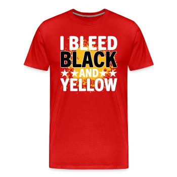 I Bleed Black And Yellow Je Saigne Noir Et Jaune - T-shirt bio Premium Homme - rouge - Devant - Damien (186cm)