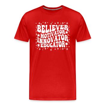 Croyant Motivateur Innovateur Éducateur - T-shirt bio Premium Homme - rouge - Devant - Damien (186cm)