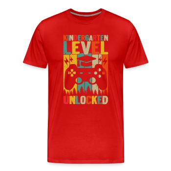 Niveau De La Maternelle Déverrouillé - T-shirt bio Premium Homme - rouge - Devant - Damien (186cm)