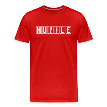 Hustle Humble - T-shirt bio Premium Homme - rouge - Devant - Damien (186cm)