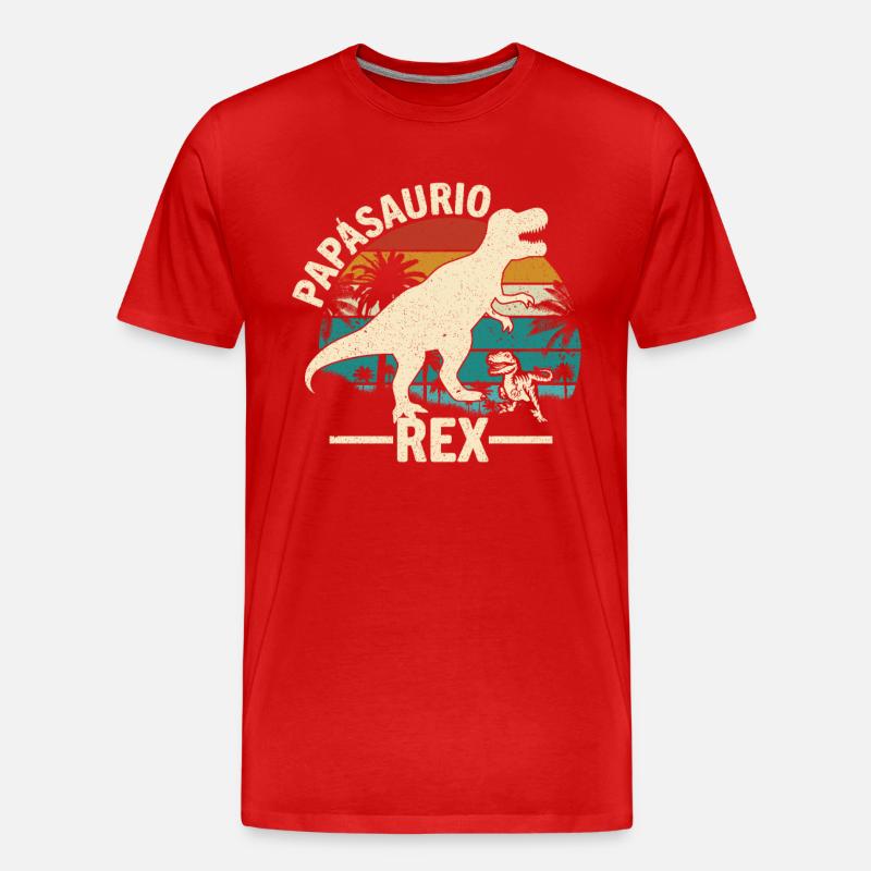 Papàsaurio Rex - Männer Premium Bio T-Shirt - Rot