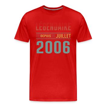 Juillet 2006 Anniversaire Idée Cadeau Vintage - T-shirt bio Premium Homme - rouge - Devant - Damien (186cm)