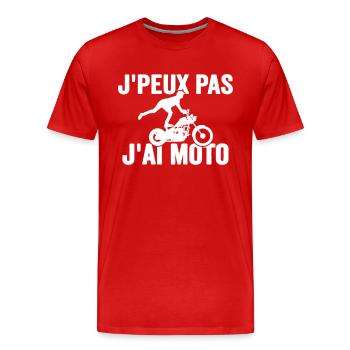Je Peux Pas J'ai Moto Humour Cadeau Anniversaire - T-shirt bio Premium Homme - rouge - Devant - Damien (186cm)