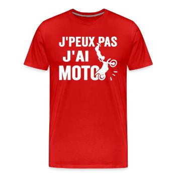 Je Peux Pas J'ai Moto Humour Cadeau Anniversaire - T-shirt bio Premium Homme - rouge - Devant - Damien (186cm)