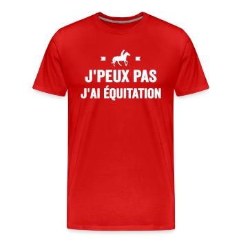 Je Peux Pas J'ai Équitation Cheval Poney Jument - T-shirt bio Premium Homme - rouge - Devant - Damien (186cm)