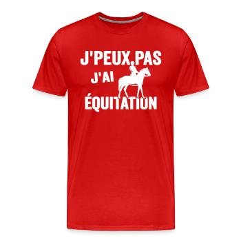 Je Peux Pas J'ai Équitation Cheval Poney Jument - T-shirt bio Premium Homme - rouge - Devant - Damien (186cm)