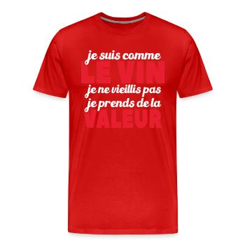 Je Suis Comme Le Vin - T-shirt bio Premium Homme - rouge - Devant - Damien (186cm)
