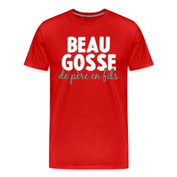 Beau Gosse De Père En Fils - T-shirt bio Premium Homme - rouge - Devant - Damien (186cm)