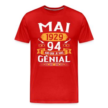 May 1929 94 years that I am awesome birthday - Men's Premium Organic T-Shirt - red - Front - Damien (186cm)