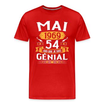 May 1969 54 years that I am awesome birthday - Men's Premium Organic T-Shirt - red - Front - Damien (186cm)