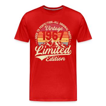 Harvest 1967 Vintage 1967 Retro Anniversary 67 - Men's Premium Organic T-Shirt - red - Front - Damien (186cm)