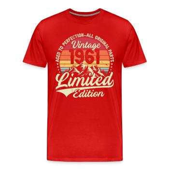 Jubiläum 1961 Jahrgang Jahrgang 1961 Jahrgang am besten - Männer Premium Bio T-Shirt - Rot - Vorne - Damien (186cm)