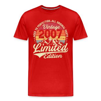 Jubiläum 2007 Jahrgang Jahrgang 2007 Jahrgang Bester Jahrgang - Männer Premium Bio T-Shirt - Rot - Vorne - Damien (186cm)