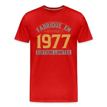 Fabriqué En Novembre 1977 Édition Limitée - T-shirt bio Premium Homme - rouge - Devant - Damien (186cm)