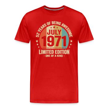 Juli 1971 52 Jahre Jubiläumsgeschenk - Männer Premium Bio T-Shirt - Rot - Vorne - Damien (186cm)