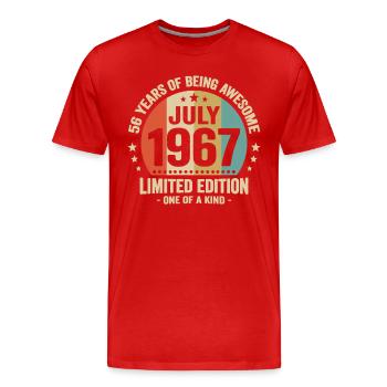 Juli 1967 56 Jahre Jubiläumsgeschenk - Männer Premium Bio T-Shirt - Rot - Vorne - Damien (186cm)