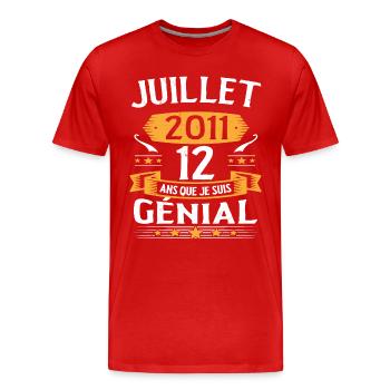 July 2011 12 years that I am awesome gift - Men's Premium Organic T-Shirt - red - Front - Damien (186cm)