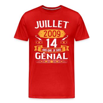 July 2009 14 years that I am awesome gift - Men's Premium Organic T-Shirt - red - Front - Damien (186cm)