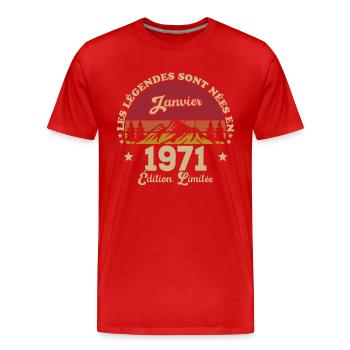 The legends were born in January 1971 - Men's Premium Organic T-Shirt - red - Front - Damien (186cm)