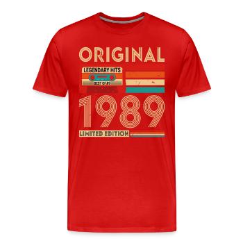 Original legendäre Hits Das Beste von 1989 - Männer Premium Bio T-Shirt - Rot - Vorne - Damien (186cm)