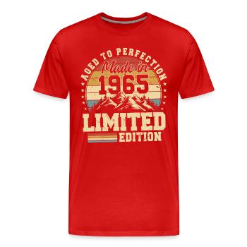 One of a kind since 1965 - Men's Premium Organic T-Shirt - red - Front - Damien (186cm)