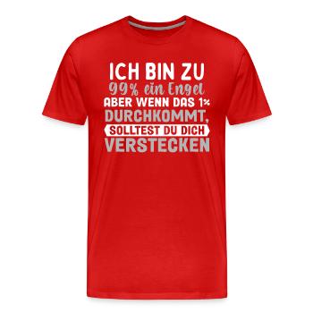 Ich Bin Fast Ein Engel - Männer Premium Bio T-Shirt - Rot - Vorne - Damien (186cm)
