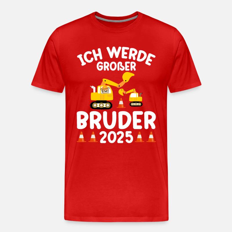 Ich Werde Großer Bruder 2025 - Männer Premium Bio T-Shirt - Rot