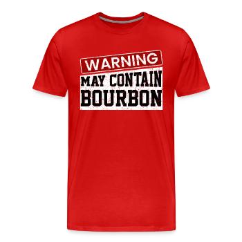 Warning May Contain Bourbon - Men's Premium Organic T-Shirt - red - Front - Damien (186cm)