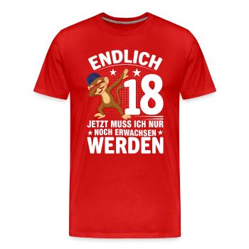 18 Years Boy Girl Man 18th Birthday Finally 18 - Männer Premium Bio T-Shirt - Rot - Vorne - Damien (186cm)