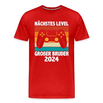 Nächste Level Großer Bruder 2024 - Männer Premium Bio T-Shirt - Rot - Vorne - Damien (186cm)