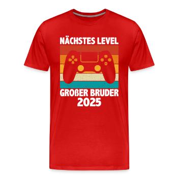 Nächste Level Großer Bruder 2025 - Männer Premium Bio T-Shirt - Rot - Vorne - Damien (186cm)