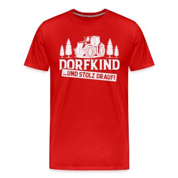 Dorfkind Spruch Heimatliebe Dorf Geschenkidee - Männer Premium Bio T-Shirt - Rot - Vorne - Damien (186cm)