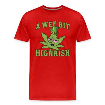 Un peu Highrish Cannabisleaf - T-shirt bio Premium Homme - rouge - Devant - Damien (186cm)