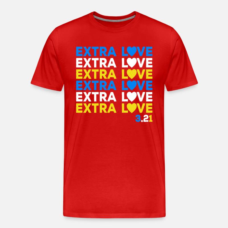 Syndrome de Down Chromosomes Extra Amour Extra - T-shirt bio Premium Homme - rouge