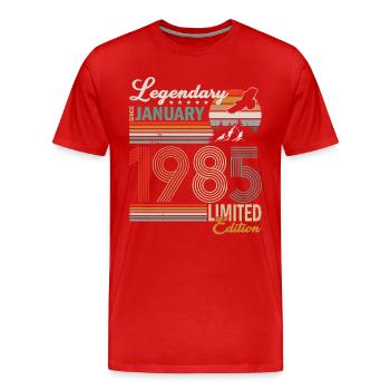 1985 Januar In Perfektion gereift - Männer Premium Bio T-Shirt - Rot - Vorne - Damien (186cm)