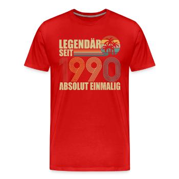 Geboren 1990 - Männer Premium Bio T-Shirt - Rot - Vorne - Damien (186cm)