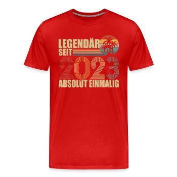 2023 - Männer Premium Bio T-Shirt - Rot - Vorne - Damien (186cm)