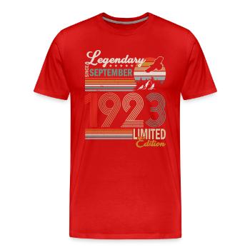 September 1923 Originelle Geburtstagsgeschenkidee - Männer Premium Bio T-Shirt - Rot - Vorne - Damien (186cm)