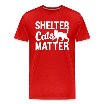 "Cat Lover" to support shelter cats - Men's Premium Organic T-Shirt - red - Front - Damien (186cm)