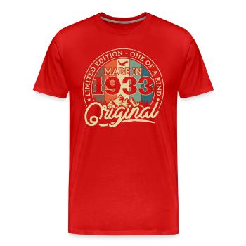 Original from 1933 - Men's Premium Organic T-Shirt - red - Front - Damien (186cm)